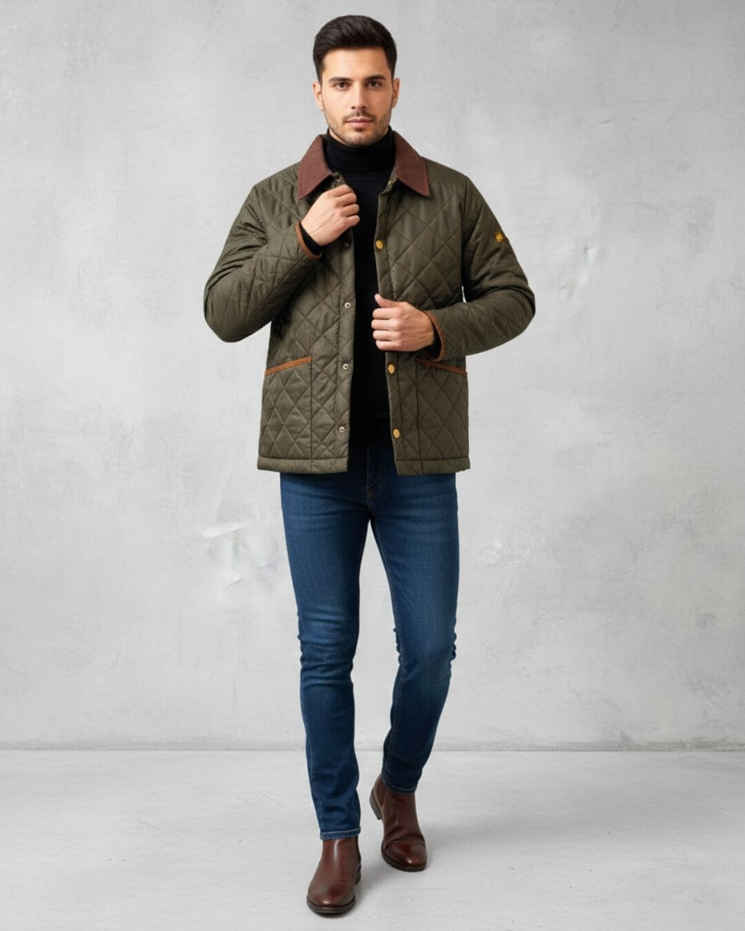 Baklava Desenli Kapitone Ceket