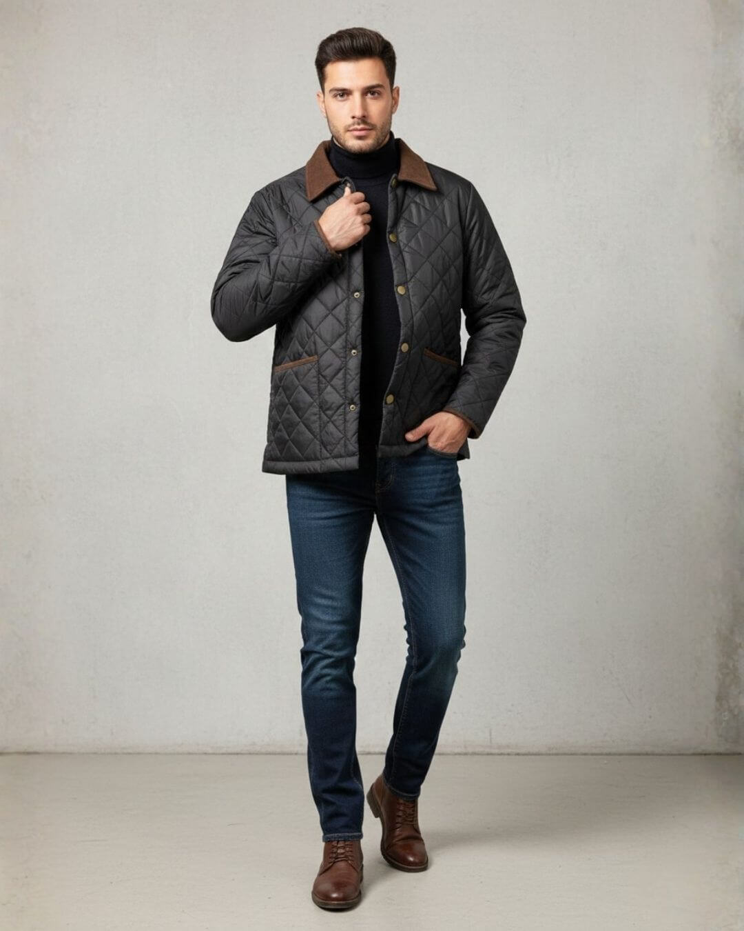 Baklava Desenli Kapitone Ceket