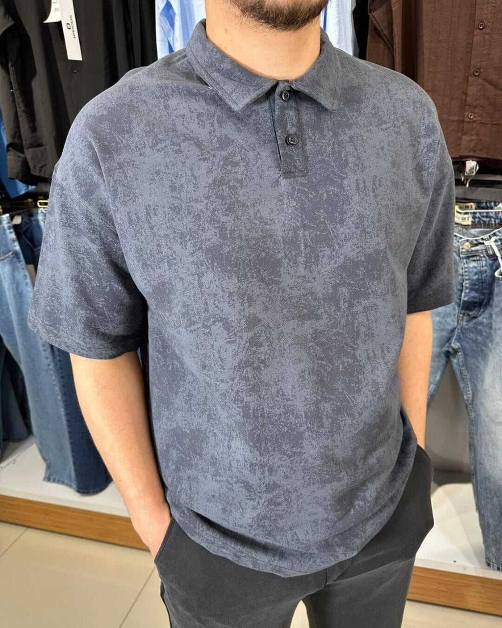 Bulut Desen Polo Yaka T-Shirt