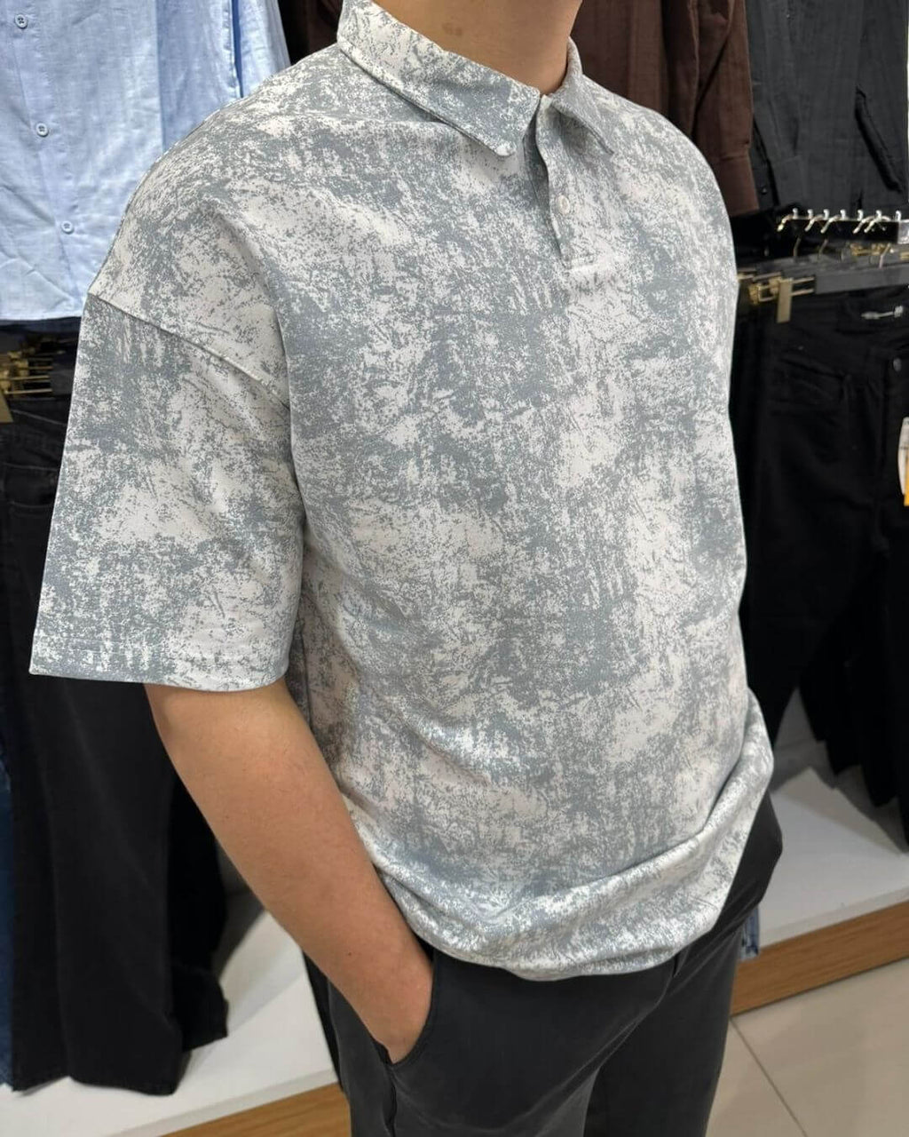Bulut Desen Polo Yaka T-Shirt