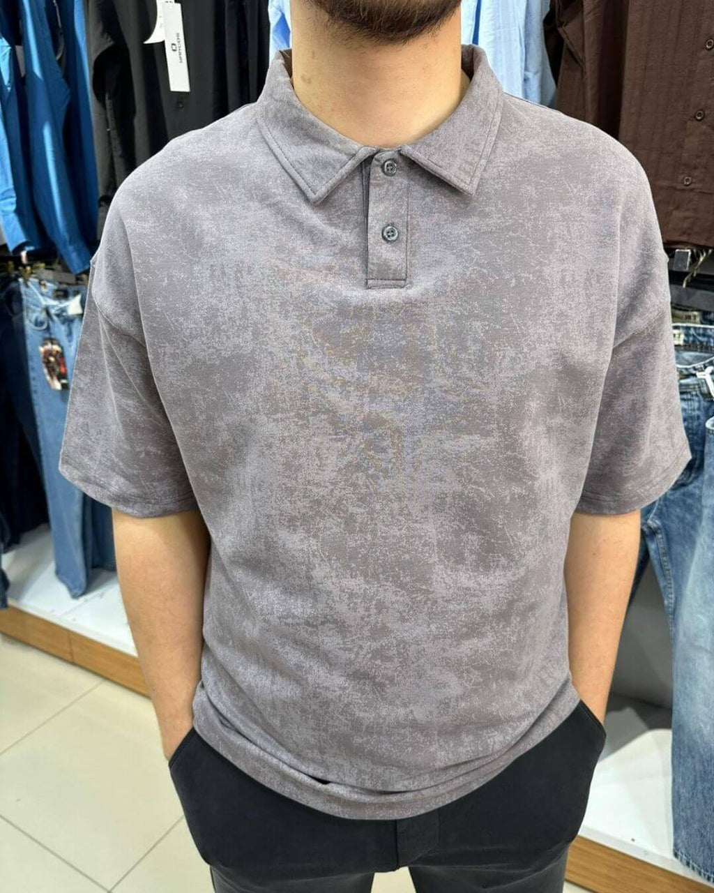 Bulut Desen Polo Yaka T-Shirt