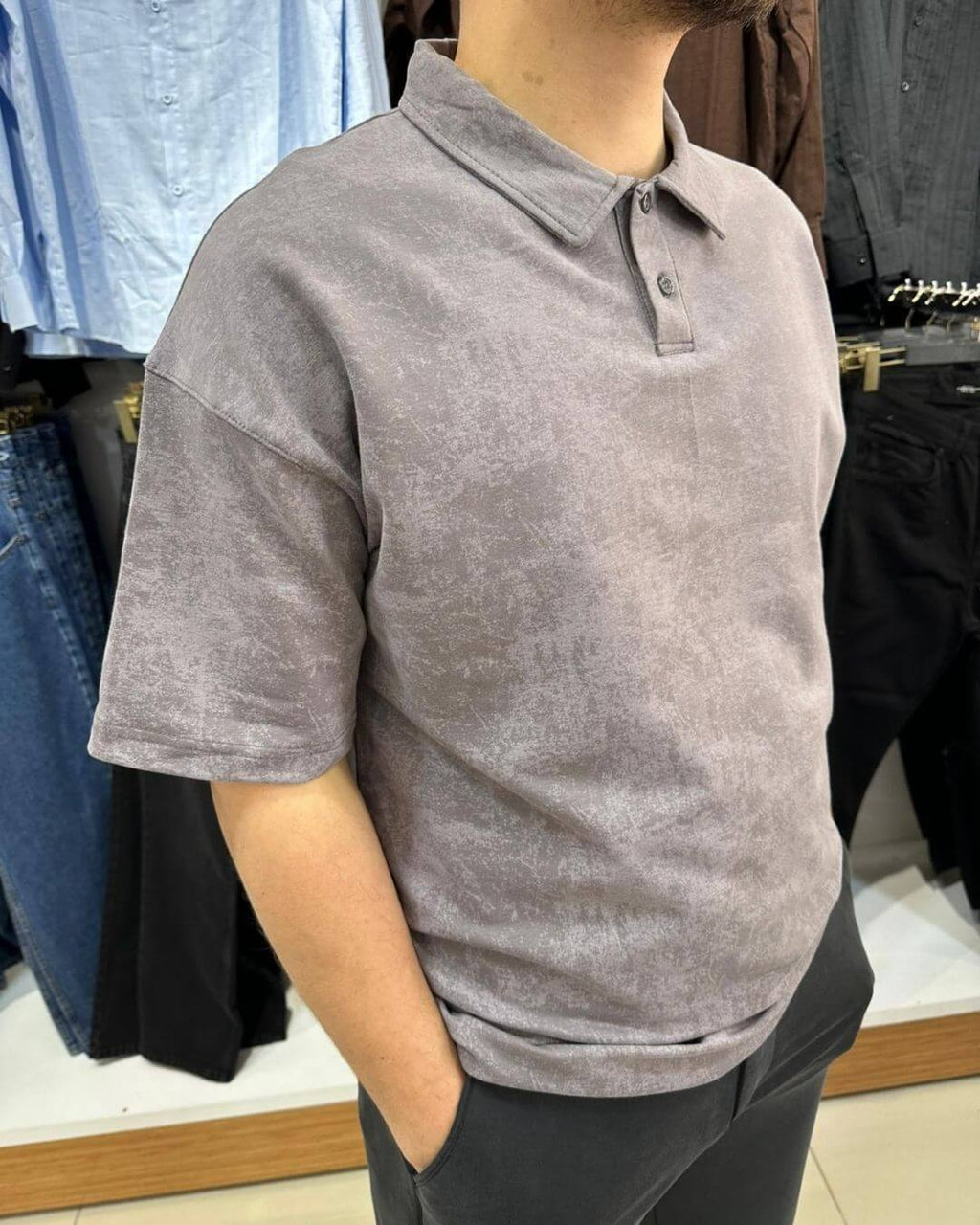 Bulut Desen Polo Yaka T-Shirt