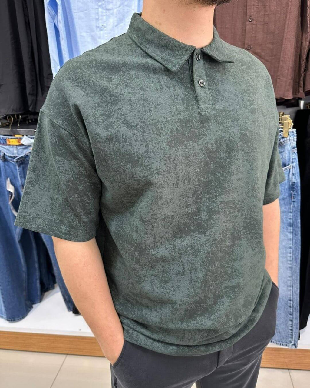 Bulut Desen Polo Yaka T-Shirt