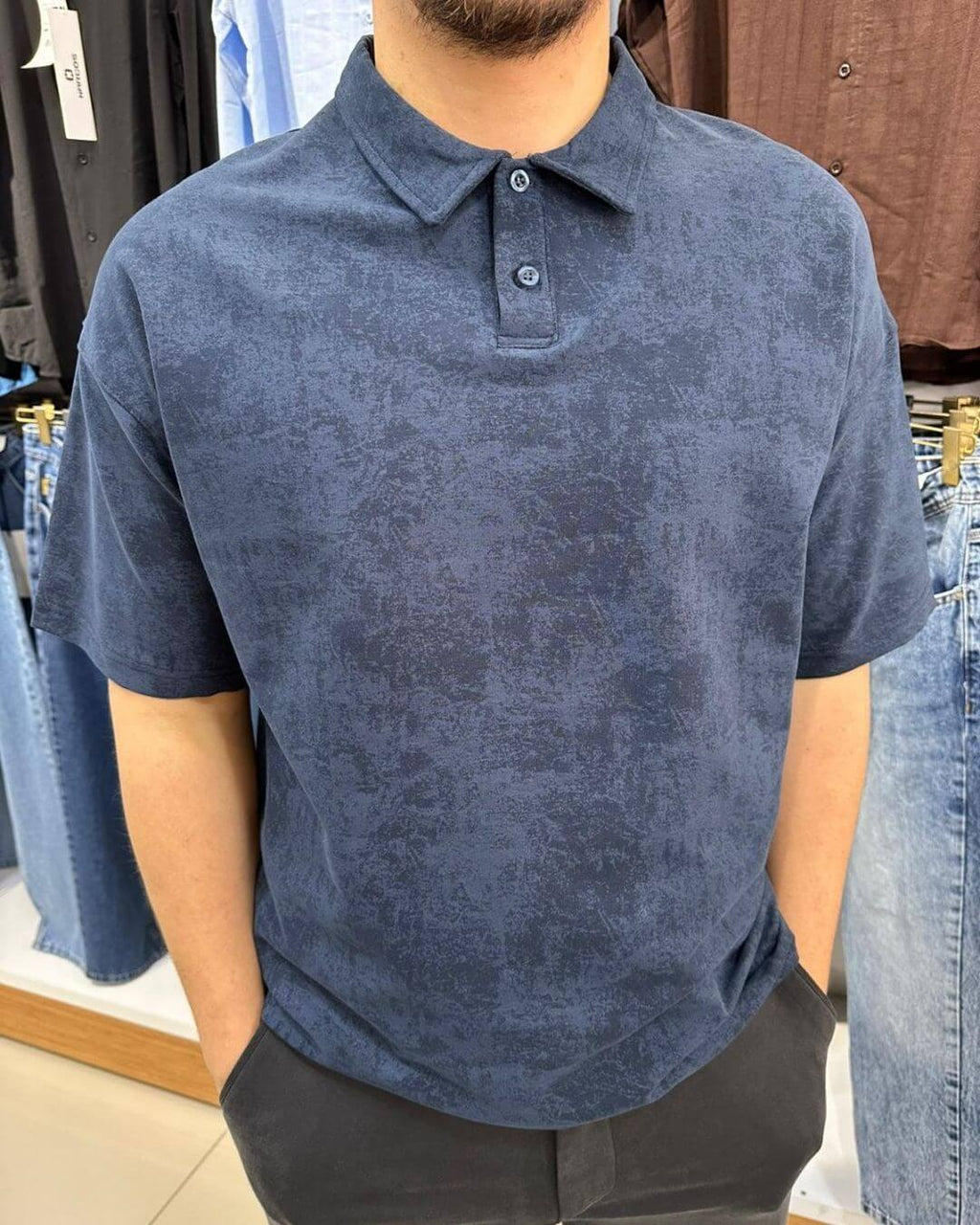 Bulut Desen Polo Yaka T-Shirt