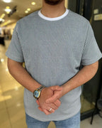 Çizgili Bisiklet Yaka T-Shirt