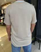 Çizgili Bisiklet Yaka T-Shirt