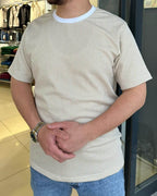 Çizgili Bisiklet Yaka T-Shirt