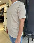 Çizgili Bisiklet Yaka T-Shirt