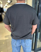 Çizgili Bisiklet Yaka T-Shirt