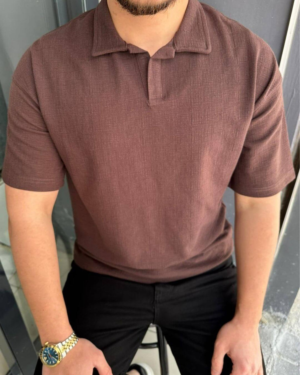 Krinkıl Yakalı T-Shirt