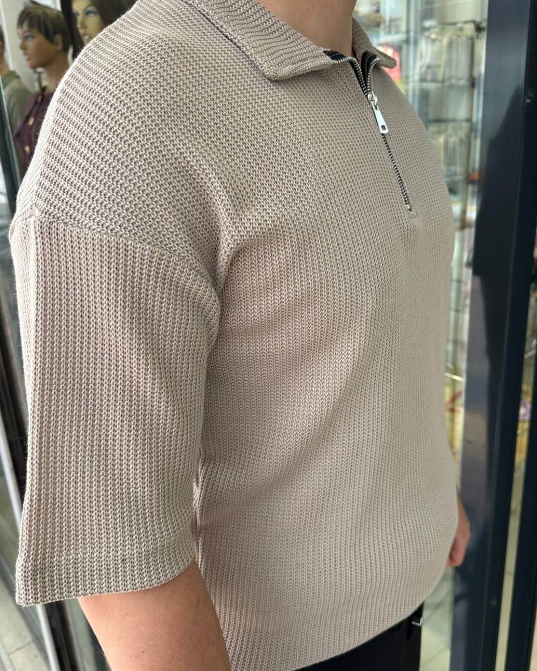 Triko Yarım Fermuar T-Shirt