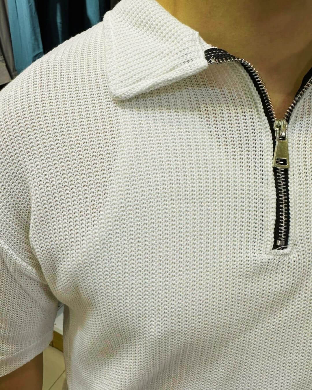 Triko Yarım Fermuar T-Shirt