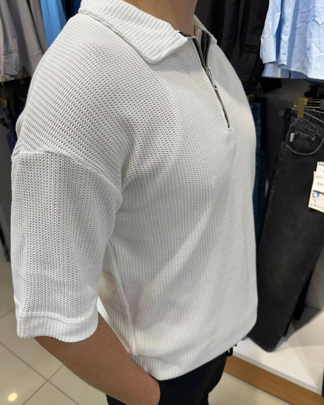 Triko Yarım Fermuar T-Shirt