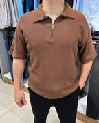 Triko Yarım Fermuar T-Shirt
